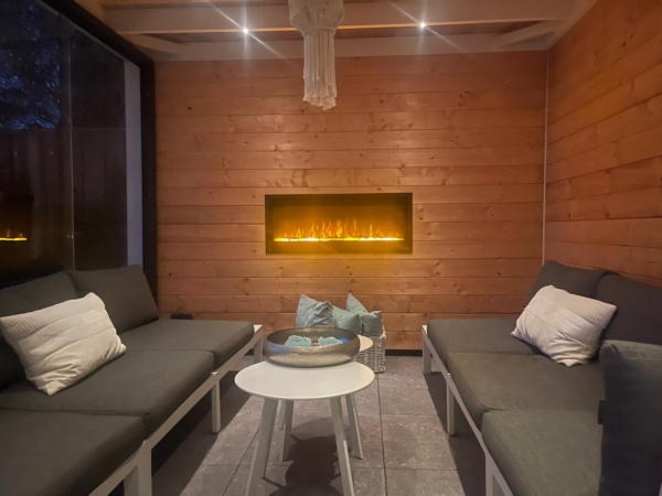 Baveno 110 elektrische inbouwhaard – moderne sfeerhaard met realistisch LED-vlambeeld en luxe afwerking