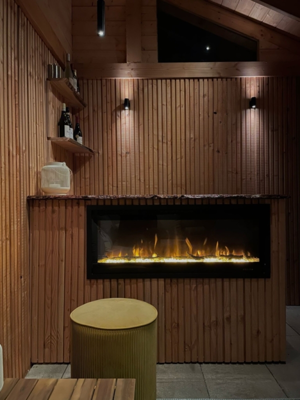 Baveno 110 elektrische inbouwhaard – moderne sfeerhaard met realistisch LED-vlambeeld en luxe afwerking