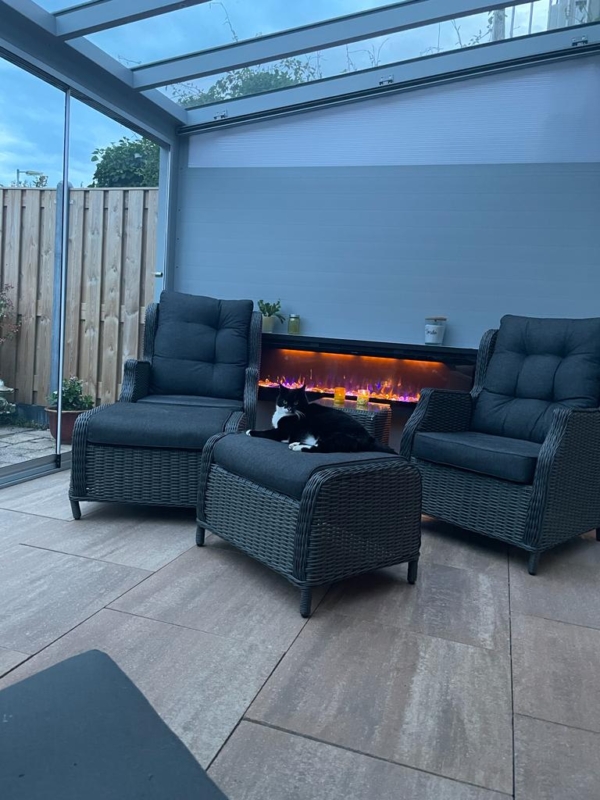 Baveno 150 elektrische inbouwhaard – moderne sfeerhaard met realistisch LED-vlambeeld en luxe afwerking