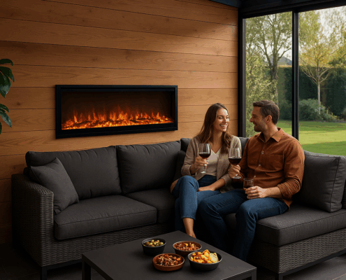 Baveno 130 elektrische inbouwhaard – moderne sfeerhaard met realistisch LED-vlambeeld en luxe afwerking