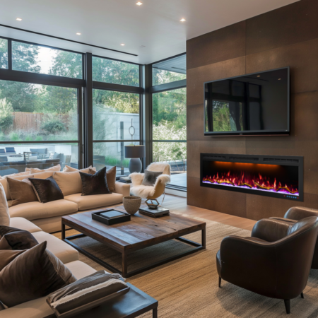 Ghiffa 127 elektrische inbouwhaard – luxe designhaard met realistisch LED-vlambeeld voor cinewalls