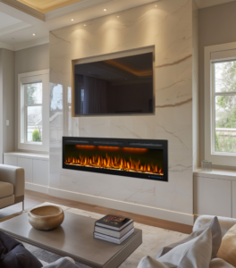 Comfortable at Home, Ghiffa 152 elektrische inbouwhaard – luxe designhaard met realistisch LED-vlambeeld voor cinewalls