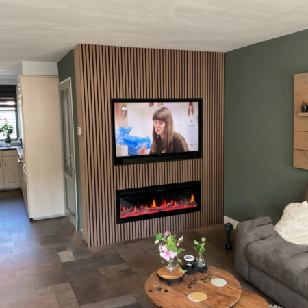 Ascona 127 elektrische inbouwhaard – stijlvolle fronthaard voor cinewalls en moderne interieurs