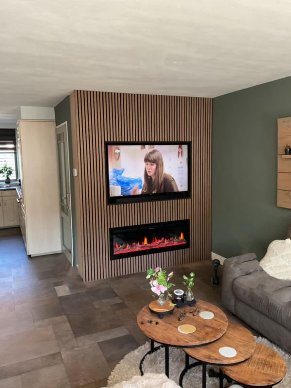 Ascona 127 elektrische inbouwhaard – stijlvolle fronthaard voor cinewalls en moderne interieurs