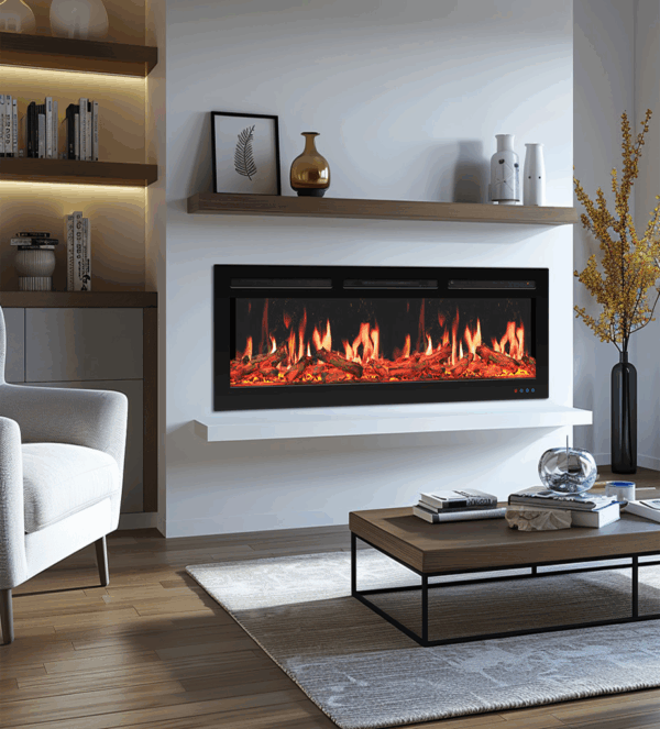 Ascona 150 elektrische inbouwhaard – stijlvolle fronthaard voor cinewalls en moderne interieurs
