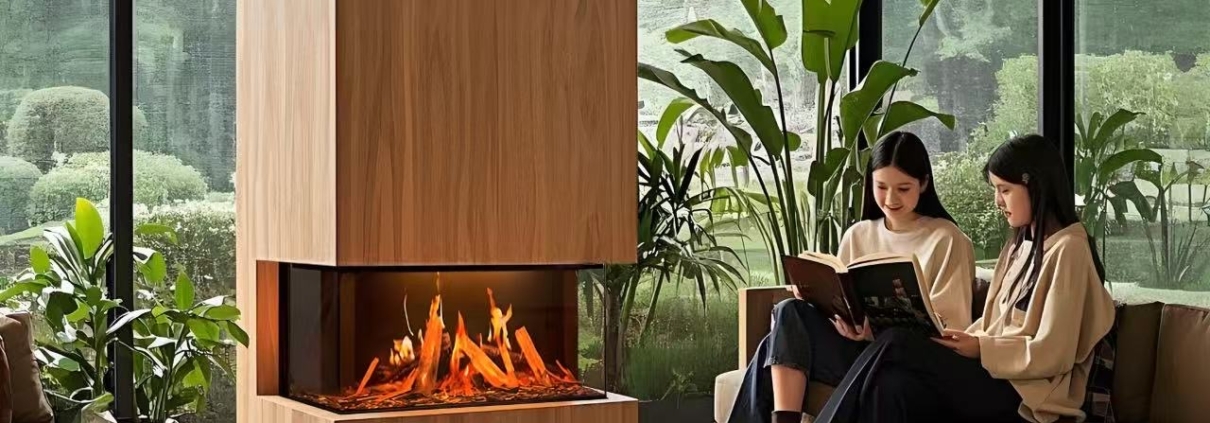 Comfortable at Home, Verbania 94 elektrische 3-zijdige panoramahaard met holografisch vlambeeld – luxe design sfeerhaard