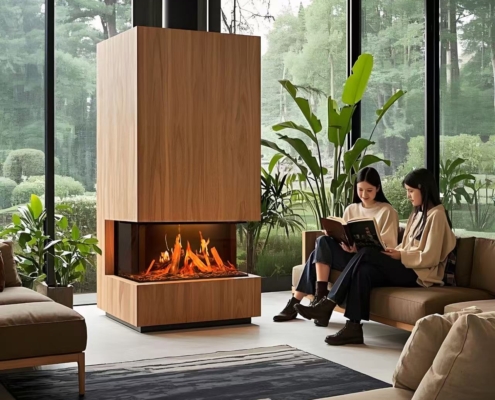 Comfortable at Home, Verbania 94 elektrische 3-zijdige panoramahaard met holografisch vlambeeld – luxe design sfeerhaard