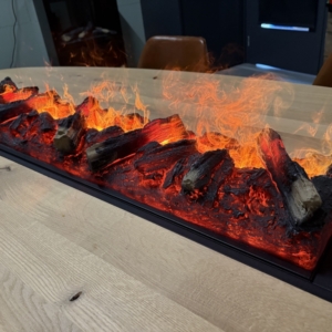 Bovenaanzicht, vaste houtset voor Bellagio waterdamp-haard – realistische houtdecoratie voor elektrische 3D sfeerhaard