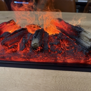 Detail, vaste houtset voor Bellagio waterdamp-haard – realistische houtdecoratie voor elektrische 3D sfeerhaard