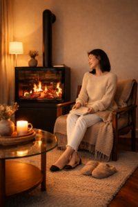 Comfortable at Home,•Como vrijstaande elektrische haard van massief staal