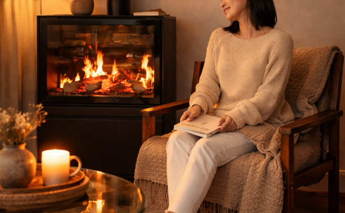 Comfortable at Home,• Como vrijstaande elektrische haard van massief staal