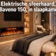Luxe slaapkamer met een elektrische sfeerhaard van Comfortable at Home en een realistisch vlameffect voor extra sfeer en comfort.