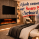 Moderne woonkamer met een luxe cinewall en elektrische haard van Comfortable at Home, dé woontrend van 2026