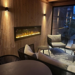 Baveno 150 elektrische inbouwhaard – moderne sfeerhaard met realistisch LED-vlambeeld en luxe afwerking