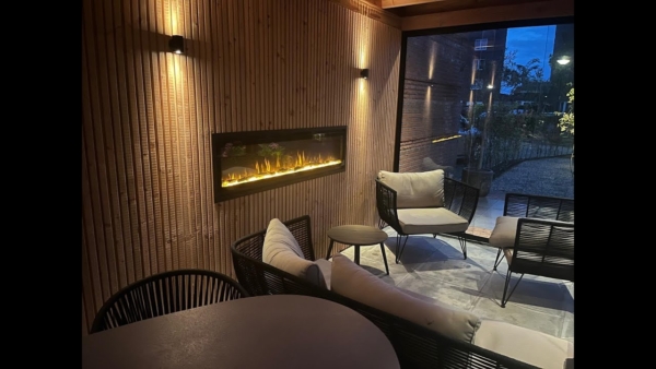 Baveno 150 elektrische inbouwhaard – moderne sfeerhaard met realistisch LED-vlambeeld en luxe afwerking